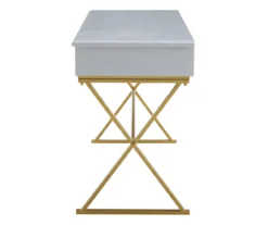 Glam Gray & Gold 2-Drawer Campaign Desk 9 Glam Gray & Gold 2-Drawer Campaign Desk -Home Furniture Store 810543219 A1 3