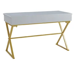 Glam Gray & Gold 2-Drawer Campaign Desk 10 Glam Gray & Gold 2-Drawer Campaign Desk -Home Furniture Store 810543219 A1 4