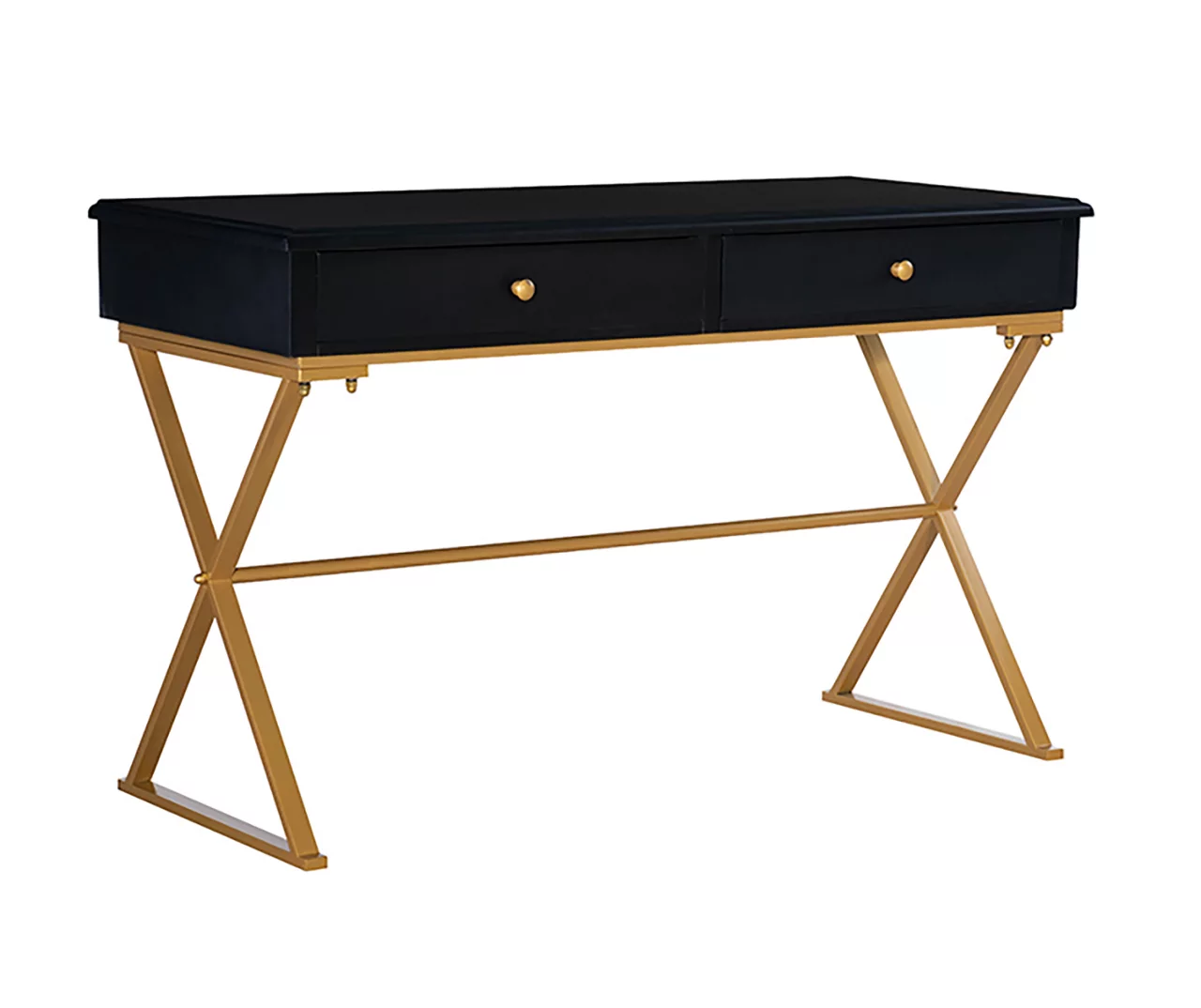 Glam Black & Gold 2-Drawer Campaign Desk Glam Black & Gold 2-Drawer Campaign Desk -Home Furniture Store 810543220 1