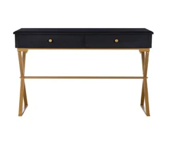 Glam Black & Gold 2-Drawer Campaign Desk 4 Glam Black & Gold 2-Drawer Campaign Desk -Home Furniture Store 810543220 3