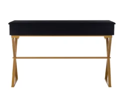 Glam Black & Gold 2-Drawer Campaign Desk 5 Glam Black & Gold 2-Drawer Campaign Desk -Home Furniture Store 810543220 4