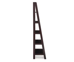 Boston Espresso 5-Shelf Wooden Ladder Bookcase -Home Furniture Store 810543223 5