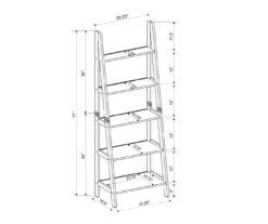 Boston Espresso 5-Shelf Wooden Ladder Bookcase -Home Furniture Store 810543223 A8