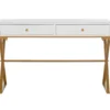 Glam White & Gold 2-Drawer Campaign Desk -Home Furniture Store 810543228 A0 2