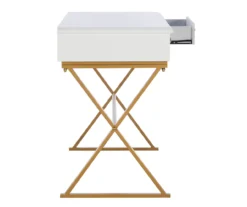 Glam White & Gold 2-Drawer Campaign Desk -Home Furniture Store 810543228 A0 7