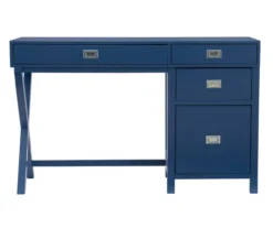 Kari Royal Blue 4-Drawer Office Desk -Home Furniture Store 810543245 A0 2