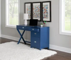 Kari Royal Blue 4-Drawer Office Desk -Home Furniture Store 810543245 A0 7