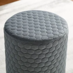 Royal Gray Quilted Ottoman With Silver Base 5 Royal Gray Quilted Ottoman With Silver Base -Home Furniture Store 810543261 4