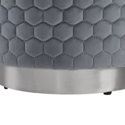 Royal Gray Quilted Ottoman With Silver Base 6 Royal Gray Quilted Ottoman With Silver Base -Home Furniture Store 810543261 5