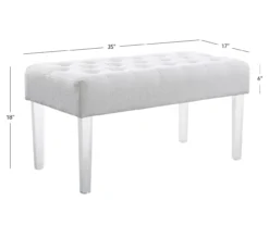 Marie Glitz White Tufted Linen Acrylic Leg Bench -Home Furniture Store 810543267 A7