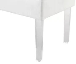 Marie Glitz White Tufted Linen Acrylic Leg Bench -Home Furniture Store 810543267 A8 1