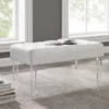 Marie Glitz White Tufted Linen Acrylic Leg Bench 1 Marie Glitz White Tufted Linen Acrylic Leg Bench -Home Furniture Store 810543267 B0