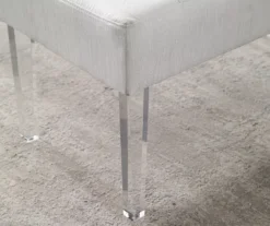 Marie Glitz White Tufted Linen Acrylic Leg Bench -Home Furniture Store 810543267 B8