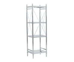 Hawkins Chrome & Glass 4-Tier Shelf -Home Furniture Store 810543325 5