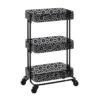 Mabry Black 3-Tier Pierced Floral Rolling Cart -Home Furniture Store 810543382 1