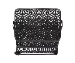 Mabry Black 3-Tier Pierced Floral Rolling Cart -Home Furniture Store 810543382 5