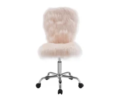 Comfort Home Blush Pink Faux Fur Swivel Chair -Home Furniture Store 810543388 3