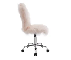 Comfort Home Blush Pink Faux Fur Swivel Chair -Home Furniture Store 810543388 5