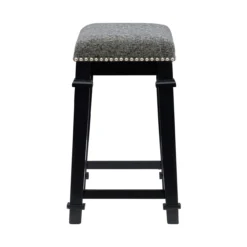 Clark Black & White Upholstered Tweed Backless Counter Stool -Home Furniture Store 810543399 5