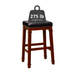 Clark Dark Cherry & Black Upholstered Faux Leather Backless Bar Stool -Home Furniture Store 810543402 5