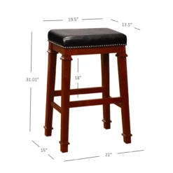 Clark Dark Cherry & Black Upholstered Faux Leather Backless Bar Stool -Home Furniture Store 810543402 6