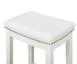 Brooke White Backless Nailhead Bar Stool -Home Furniture Store 810543413 5