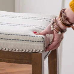 Brooke Natural & Dark Brown Backless Padded Bar Stool -Home Furniture Store 810543423 3