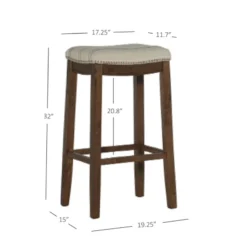 Brooke Natural & Dark Brown Backless Padded Bar Stool -Home Furniture Store 810543423 7