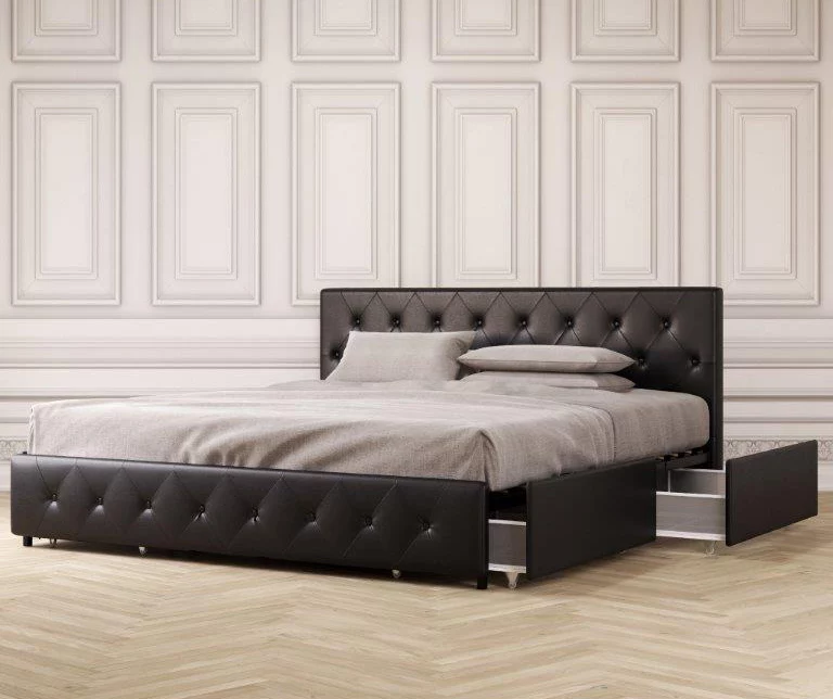 DHP Dana Faux Leather Upholstered Bed With Storage DHP Dana Faux Leather Upholstered Bed With Storage -Home Furniture Store 810543731 1