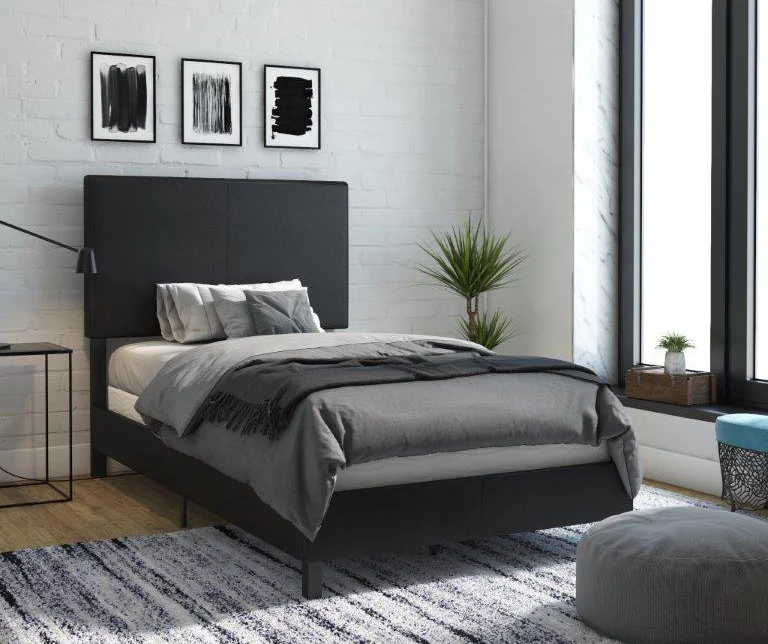 Atwater Living DHP Jazmine Black Faux Leather Upholstered Bed Atwater Living DHP Jazmine Black Faux Leather Upholstered Bed -Home Furniture Store 810543814 6