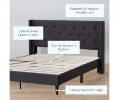 Isabelle Charcoal Upholstered Twin Wingback Bed -Home Furniture Store 810547599 810547605 810547613 810547609 2