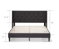 Isabelle Charcoal Upholstered Twin Wingback Bed -Home Furniture Store 810547599 810547605 810547613 810547609 3