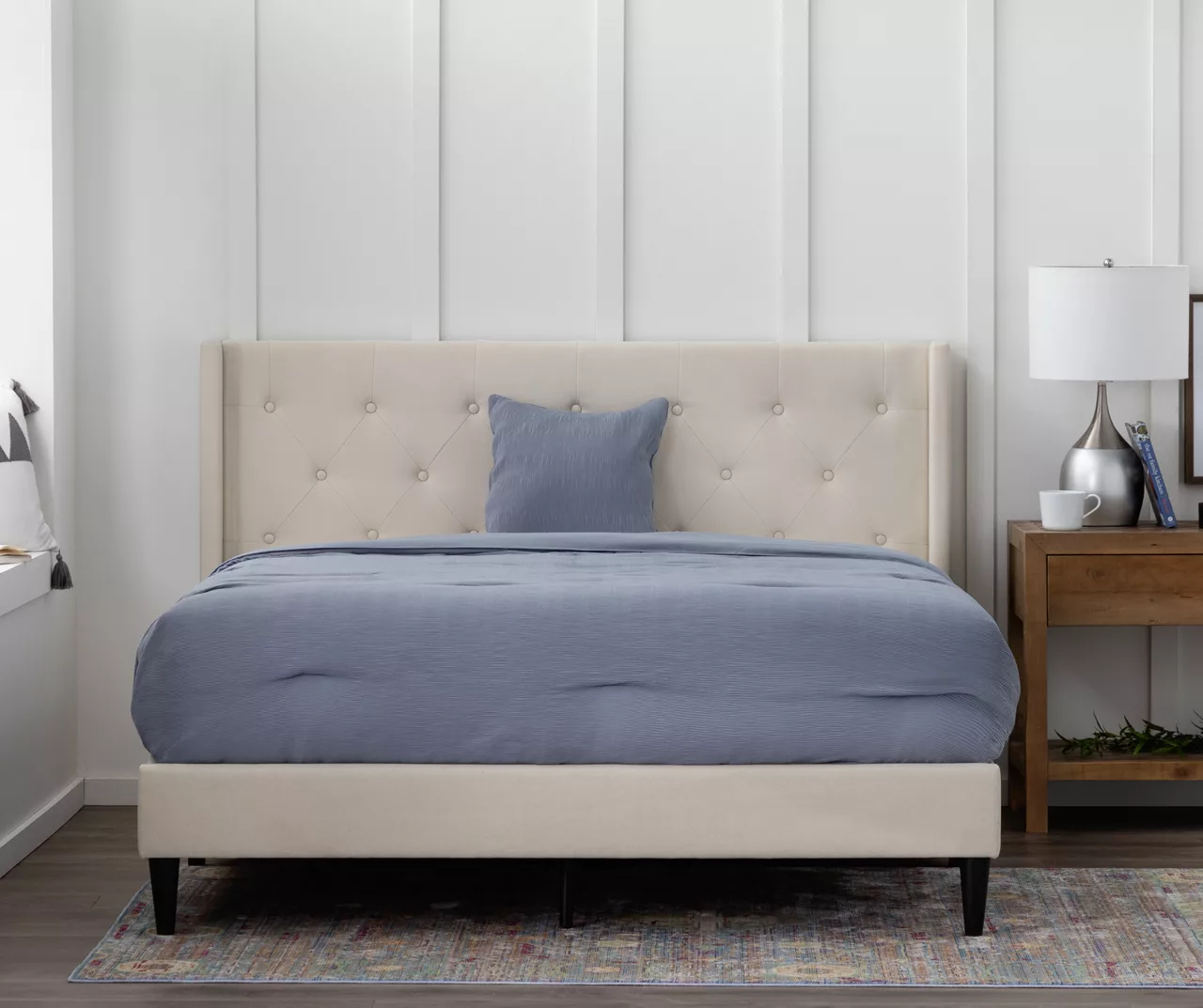 Isabelle Cream Upholstered Twin Wingback Bed Isabelle Cream Upholstered Twin Wingback Bed -Home Furniture Store 810547603 810547607 810547628 810547611 1