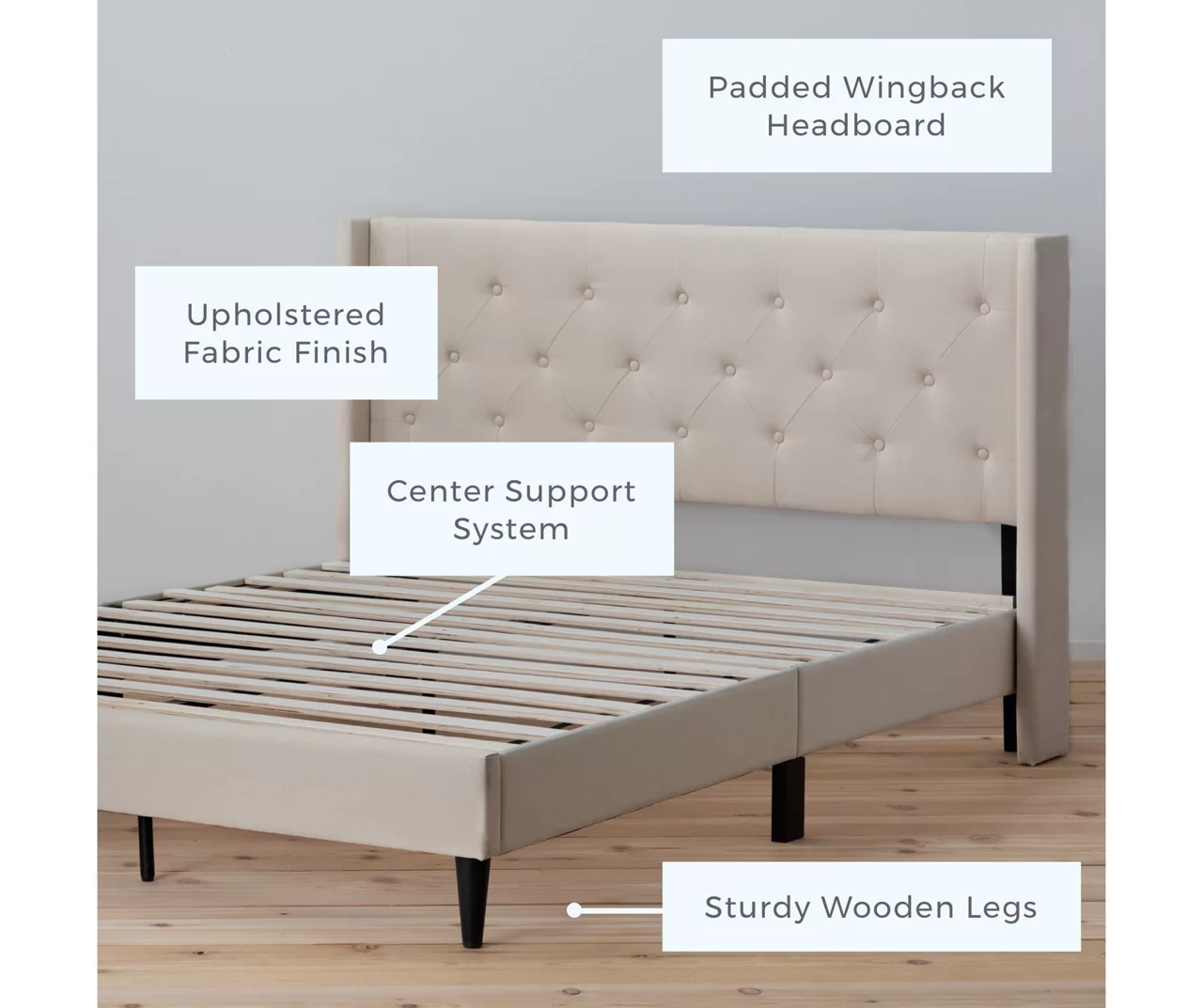 Isabelle Cream Upholstered Twin Wingback Bed Isabelle Cream Upholstered Twin Wingback Bed -Home Furniture Store 810547603 810547607 810547628 810547611 2