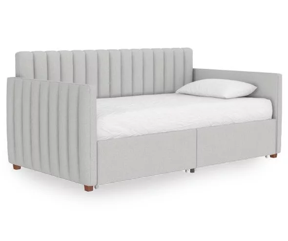 Brittany Gray Linen Upholstered Twin Storage Daybed Brittany Gray Linen Upholstered Twin Storage Daybed -Home Furniture Store 810548783 5