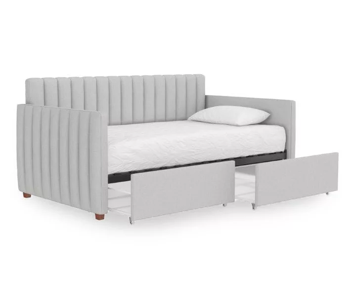 Brittany Gray Linen Upholstered Twin Storage Daybed Brittany Gray Linen Upholstered Twin Storage Daybed -Home Furniture Store 810548783 6