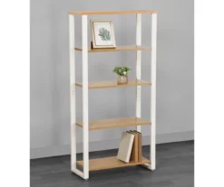 Dorm Essentials Oak & White 4-Shelf Bookcase -Home Furniture Store 810559115 2