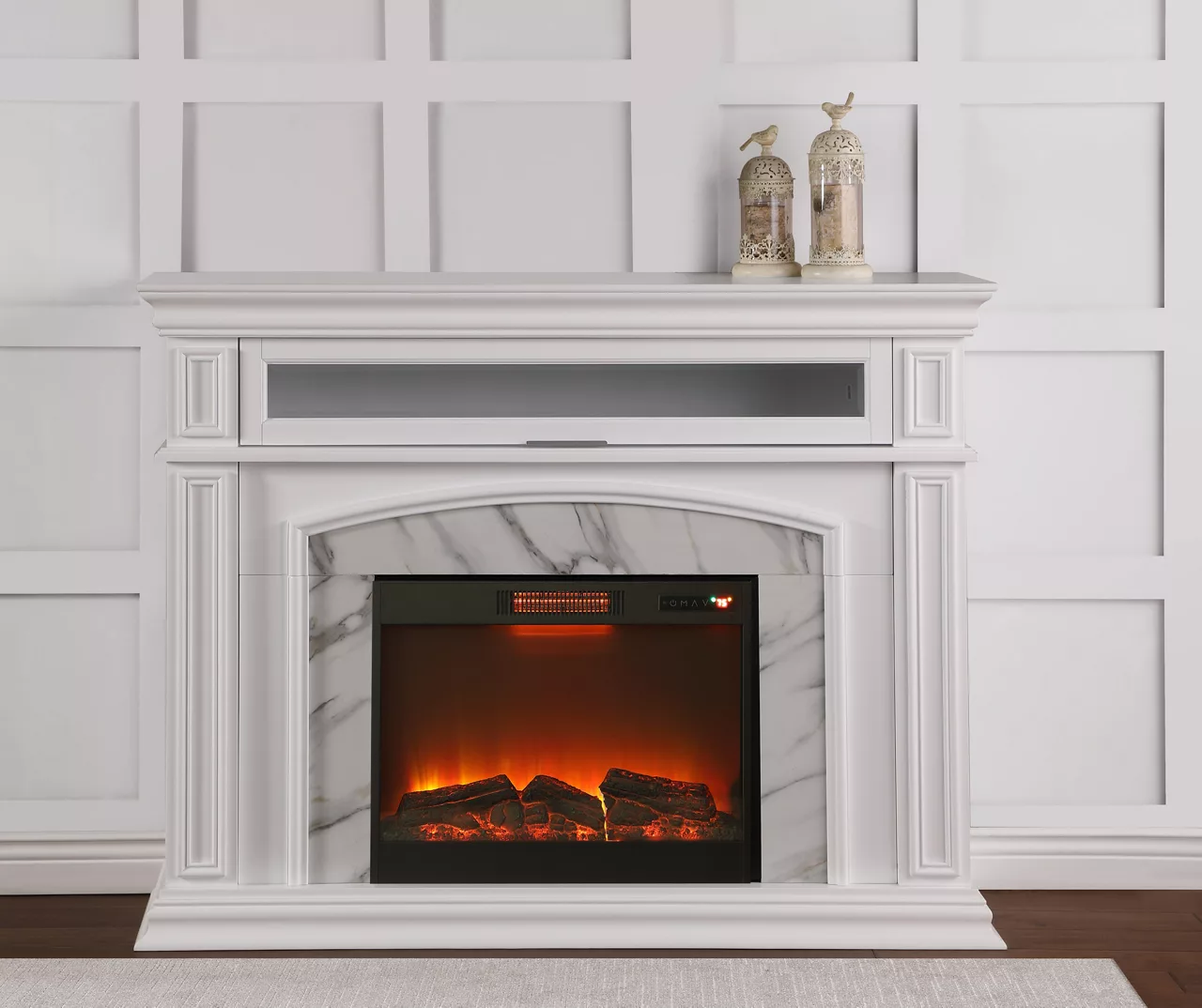 62" Grand White Faux Marble Electric Fireplace 62" Grand White Faux Marble Electric Fireplace -Home Furniture Store 810570728 3