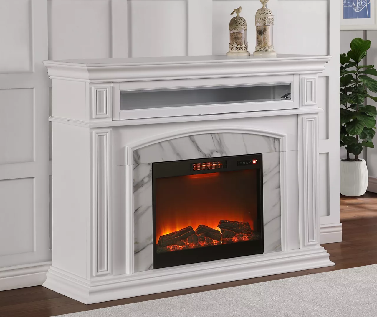 62" Grand White Faux Marble Electric Fireplace 62" Grand White Faux Marble Electric Fireplace -Home Furniture Store 810570728 4