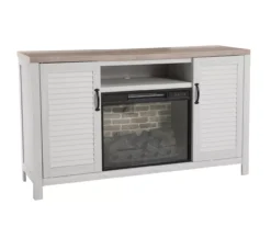 54" 2-Tone Shutter Door Electric Fireplace Console -Home Furniture Store 810571321 1