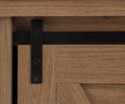 60" Light Brown Oak Barn Door Melamine Electric Fireplace -Home Furniture Store 810571322 2