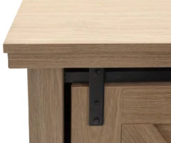 60" Light Brown Oak Barn Door Melamine Electric Fireplace -Home Furniture Store 810571322 3