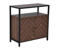 Walnut Chevron 2-Door Storage Cabinet -Home Furniture Store 810584249 A1