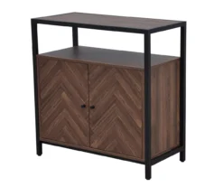 Walnut Chevron 2-Door Storage Cabinet -Home Furniture Store 810584249 A3