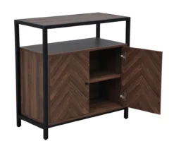 Walnut Chevron 2-Door Storage Cabinet -Home Furniture Store 810584249 A7 3