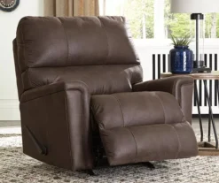 Navi Chestnut Faux Leather Rocker Recliner -Home Furniture Store 810587485 71