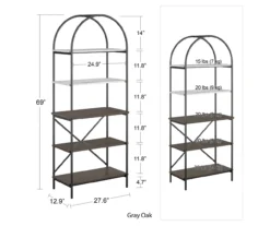 Vivinne Gray 5-Shelf Bookcase -Home Furniture Store 810589034 1