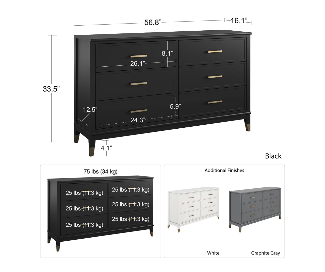 CosmoLiving Westerleigh 6-Drawer Dresser CosmoLiving Westerleigh 6-Drawer Dresser -Home Furniture Store 810589232 1