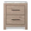 Senniberg Oak & Faux Calcutta 2-Drawer Nightstand -Home Furniture Store 810589298 1