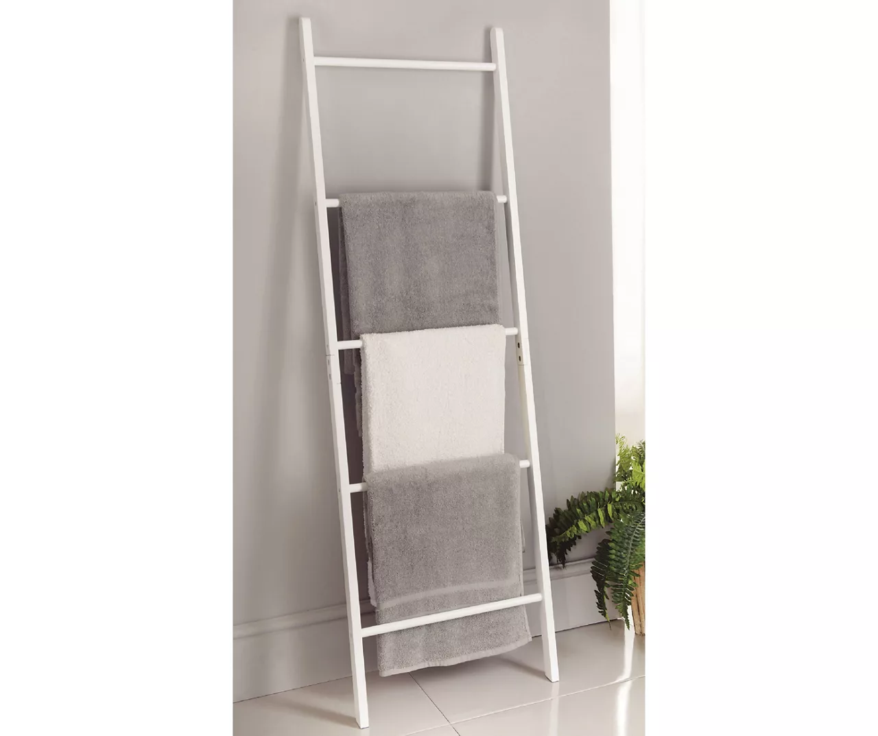 White 5-Tier Ladder Towel Rack White 5-Tier Ladder Towel Rack -Home Furniture Store 810589306 A0